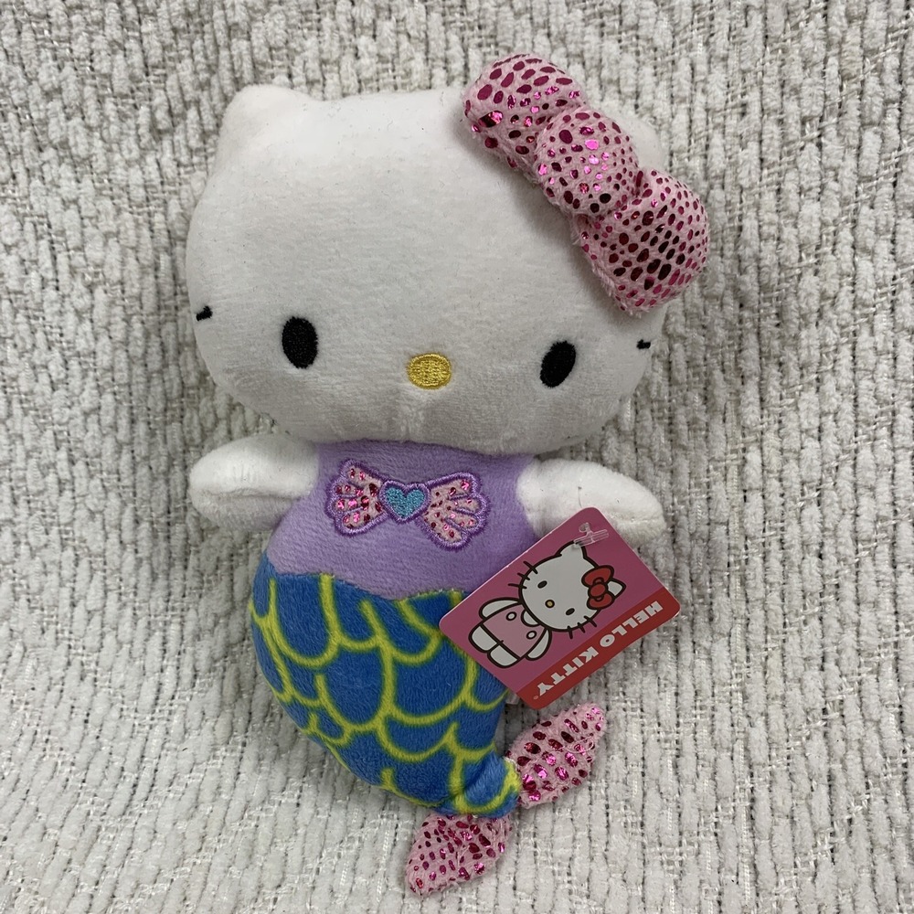 Fiesta Sanrio Hello Kitty Mermaid Plush Stuffed Animal Embroidered 7" NEW‎